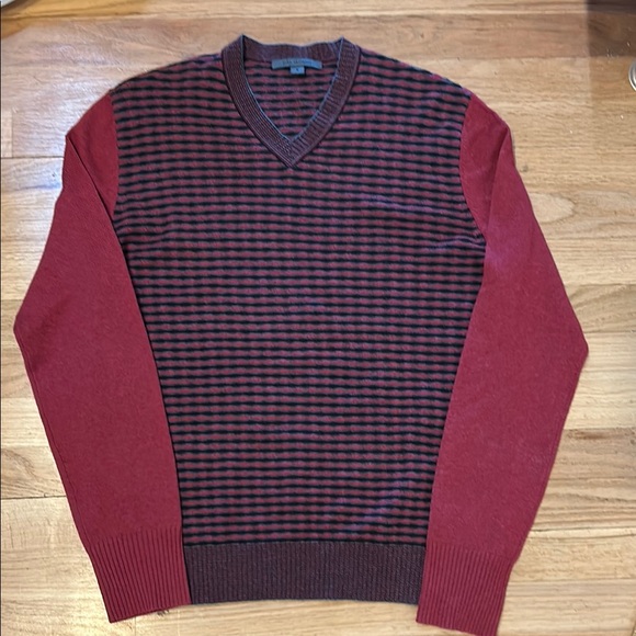 Men's red/burgundy and blackgraphic Sweater cashmere wool silk John Varvatos